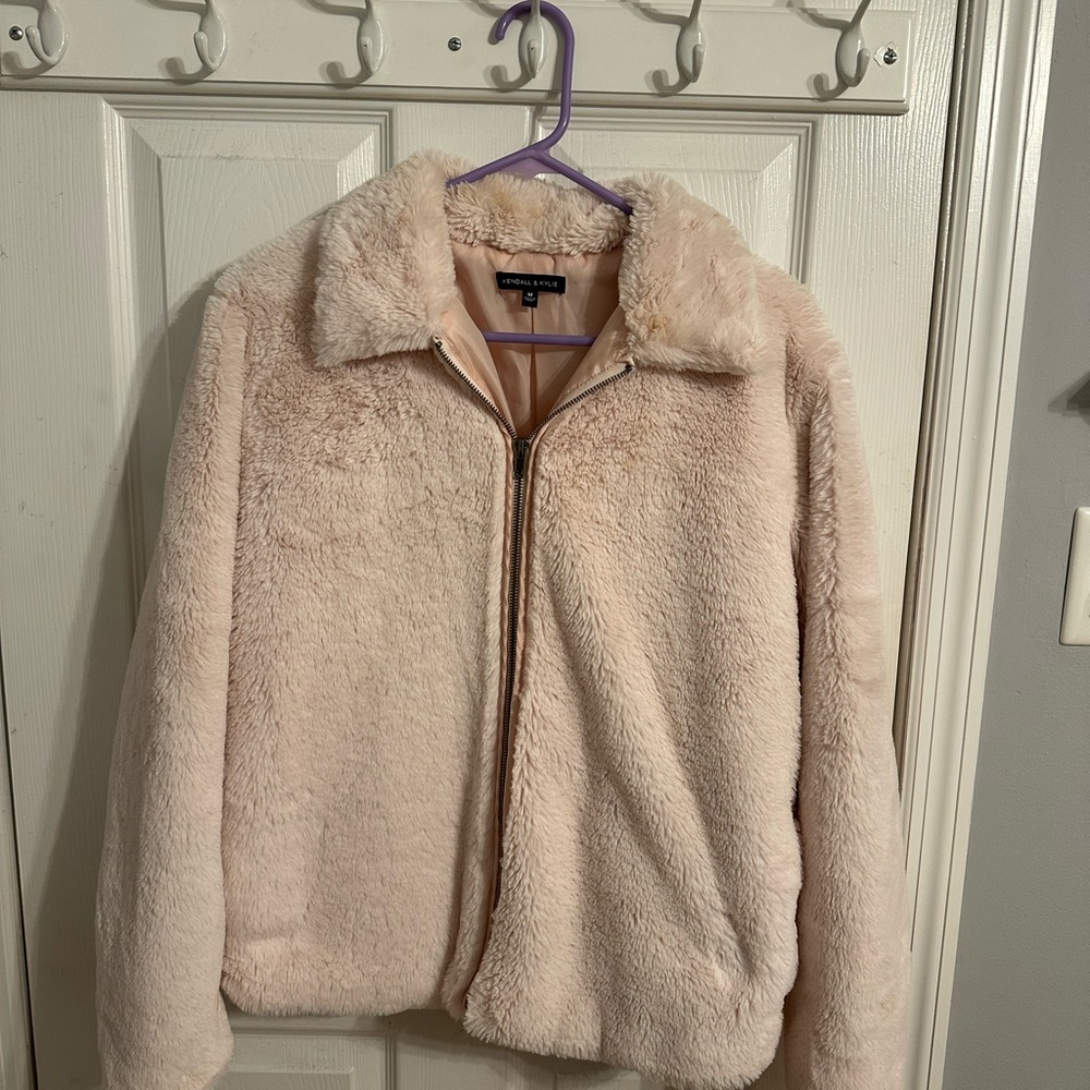 Kendall & Kylie Soft Pink Teddy Jacket